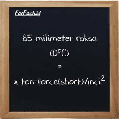 Contoh konversi milimeter raksa (0<sup>o</sup>C) ke ton-force(short)/inci<sup>2</sup> (mmHg ke tf/in<sup>2</sup>)